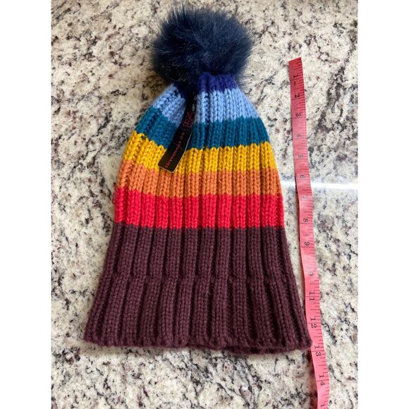 No Boundries Toboggan Beanie Unisex One Size Multicolor Stripe Knit Pom Cozycore - Picture 8 of 8